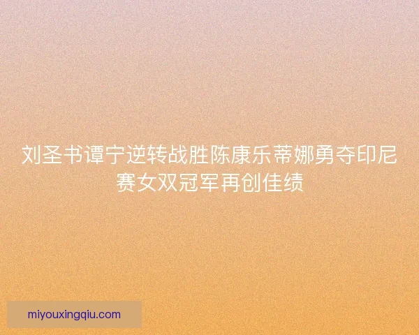 刘圣书谭宁逆转战胜陈康乐蒂娜勇夺印尼赛女双冠军再创佳绩